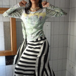 Striped Peplum Skirt