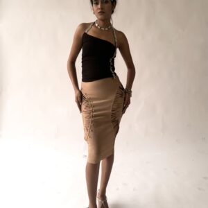 Reworked Skirt with Studs and Cutout Details