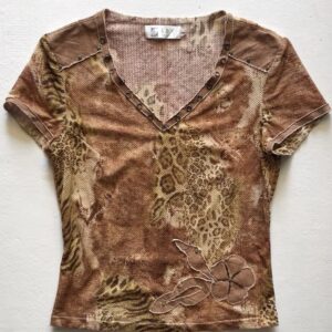 Top with Animal Print, Patchwork and Eyelets