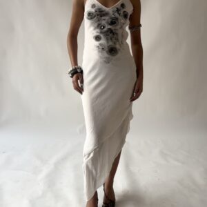 White embroidered slip dress