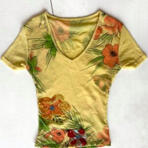 Top with Floral Print and Embroidery