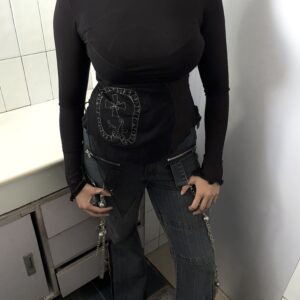 Mesh Top with Silver Cross Design