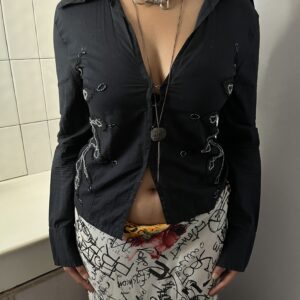 Black embroidered T-shirt