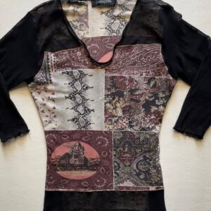 A rare vintage printed mesh top