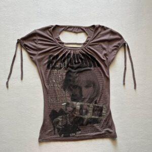 Brown printed Y2K baby top