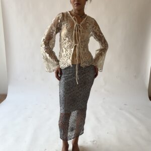 Grey beaded & layered Skirt